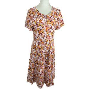 NWT Urban CoCo Women's Floral Print Short Sleeve Flared Midi Dress